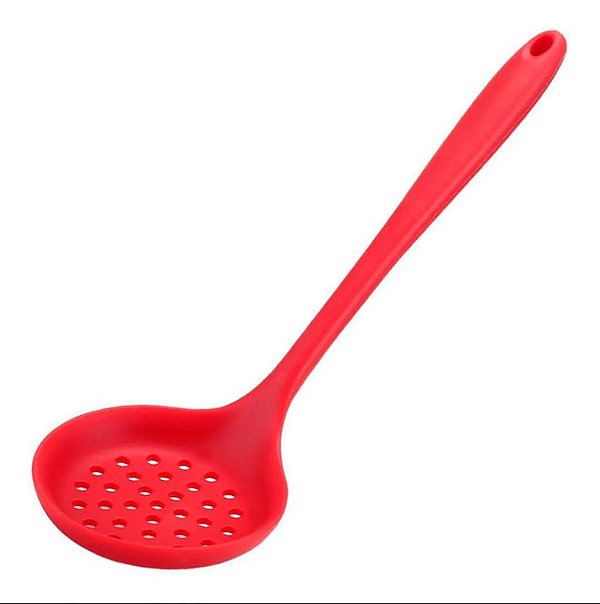 Escumadeira de Silicone - Vermelha