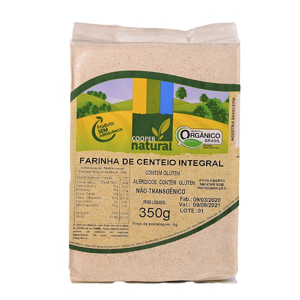 Farinha de Centeio Integral 350g - Contem glúten