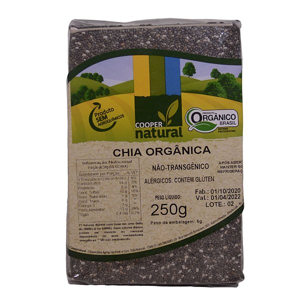 Chia Orgânica 250g - Contém glúten