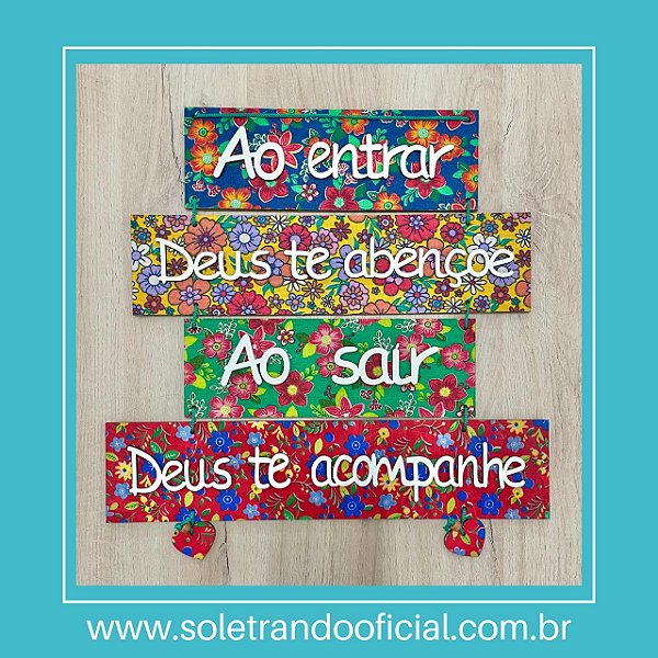 Placa Decorativa em Chita com Frases