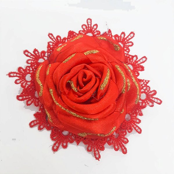 Rosa para Cabelo - Super luxo - Vermelha