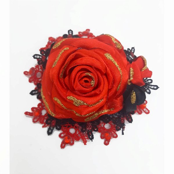 Rosa para Cabelo - Super luxo - Vermelha