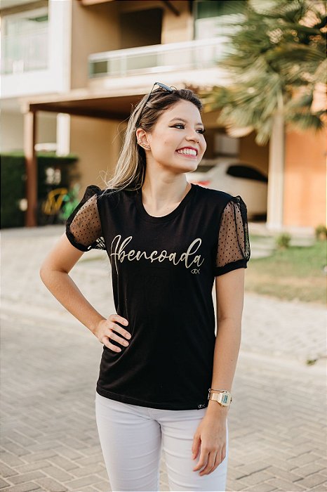 T-shirt Feminina "Abençoada" - Use Presente de Deus