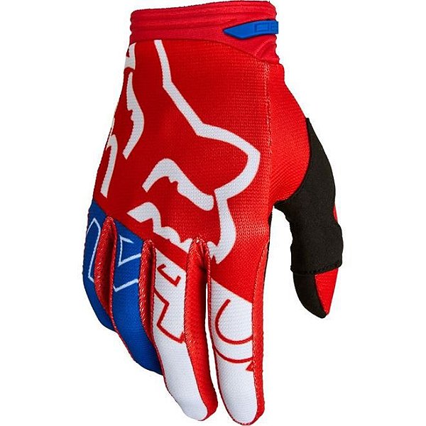 Luva Fox MX 180 Skew Branco/Vermelho/Azul