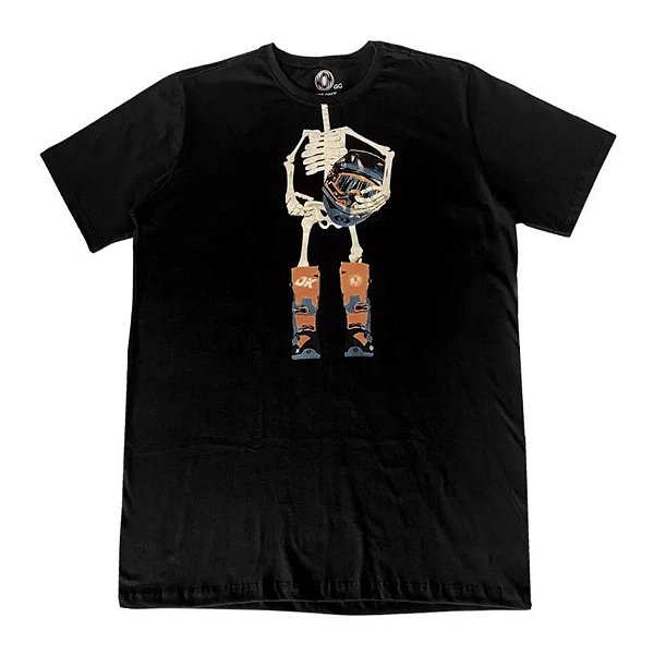 Camiseta Adulto DK Skeleton Wide Open - Preto