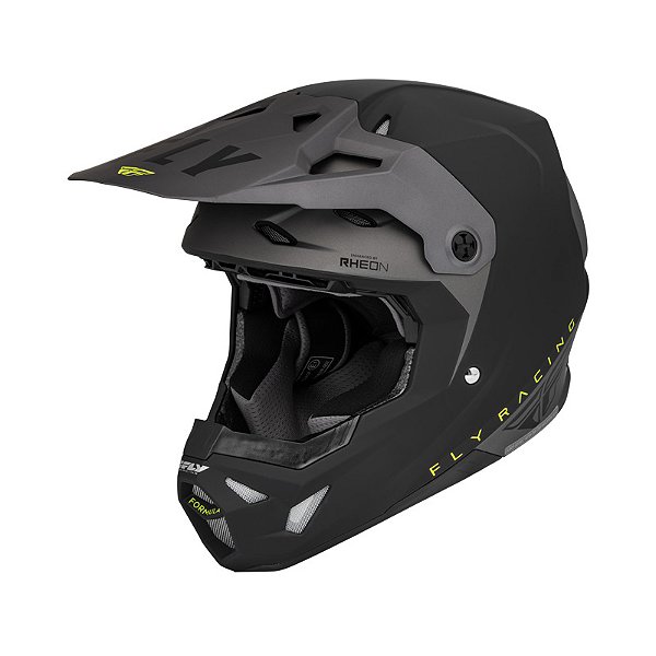 Capacete Fly Formula CP Slant Preto/Cinza/Amarelo Fluor