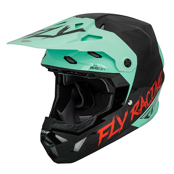 Capacete FLY Formula CP S.E. Rave Preto/Menta/Vermelho
