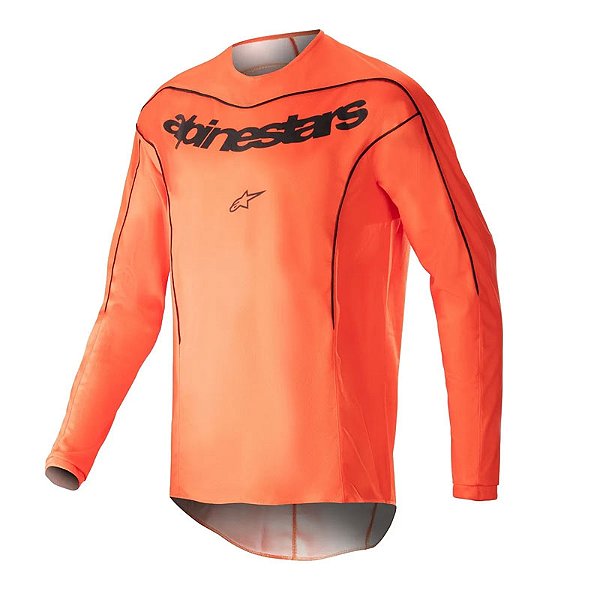 Camisa Alpinestars Fluid Lurv 23 Laranja Hot Preto