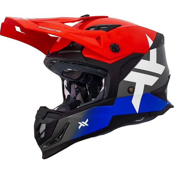 Capacete Mattos Racing Atomic Icon Vermelho / Azul / Cinza