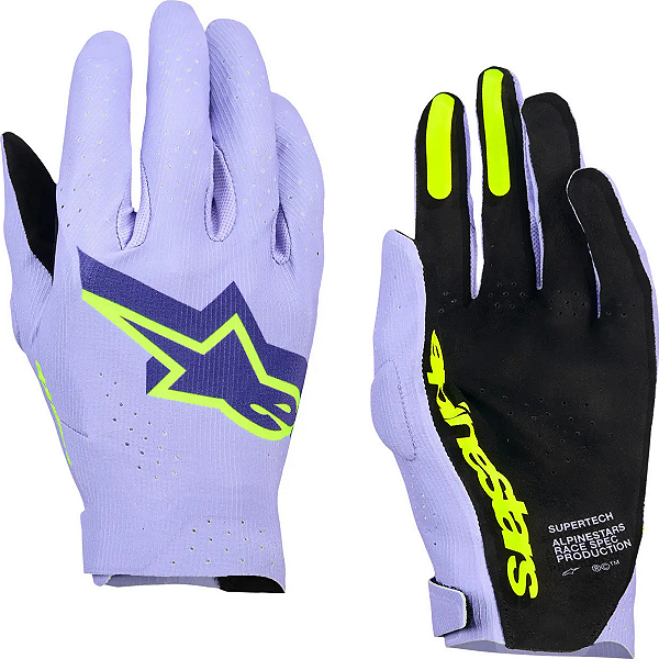 Luva Alpinestars SuperTech MX Roxo / Amarelo