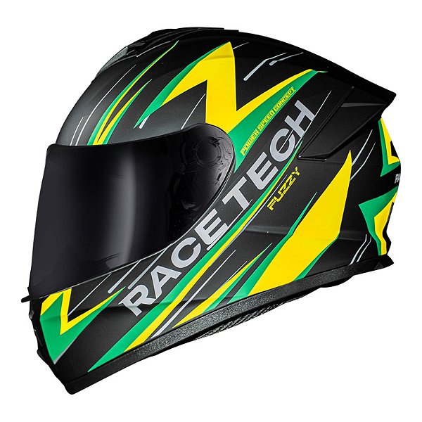 Capacete Race Tech Hit Fuzzy Preto/Amarelo
