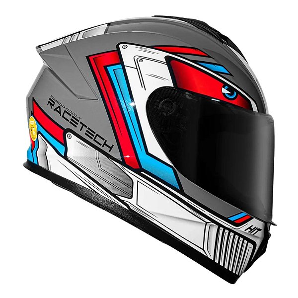 Capacete Race Tech Hit Android Cinza/Vermelho