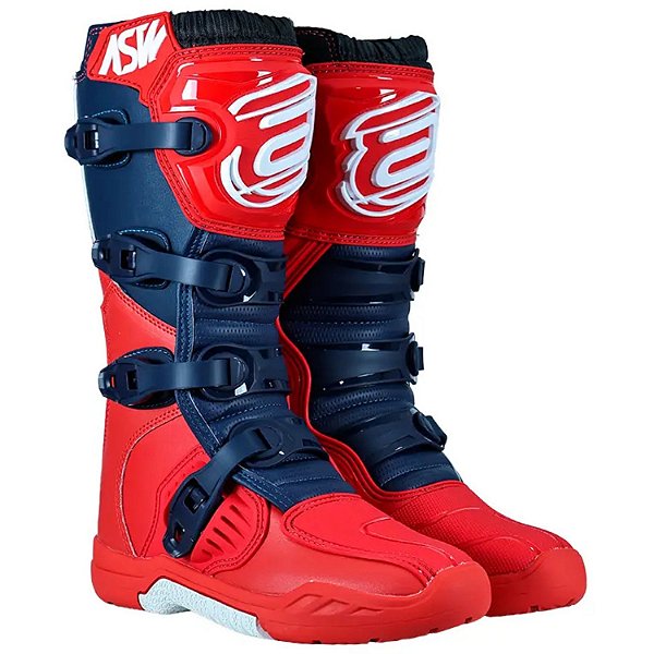 Bota ASW Image Enduro Vermelho/Marinho/Branco OffRoad
