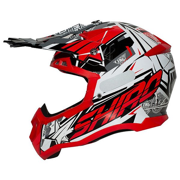 Capacete Motocross Shiro Thunder III MX-917 Vermelho