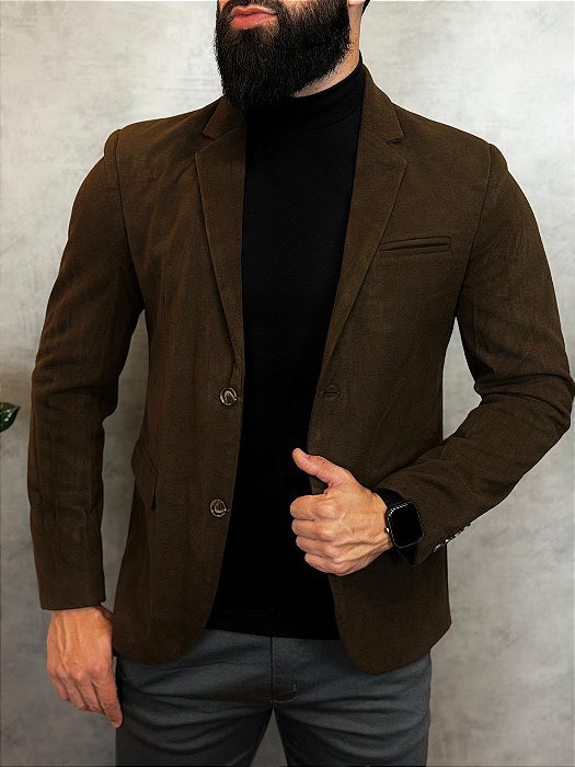 Blazer Suede Esport Fino Vivacci Conhaque