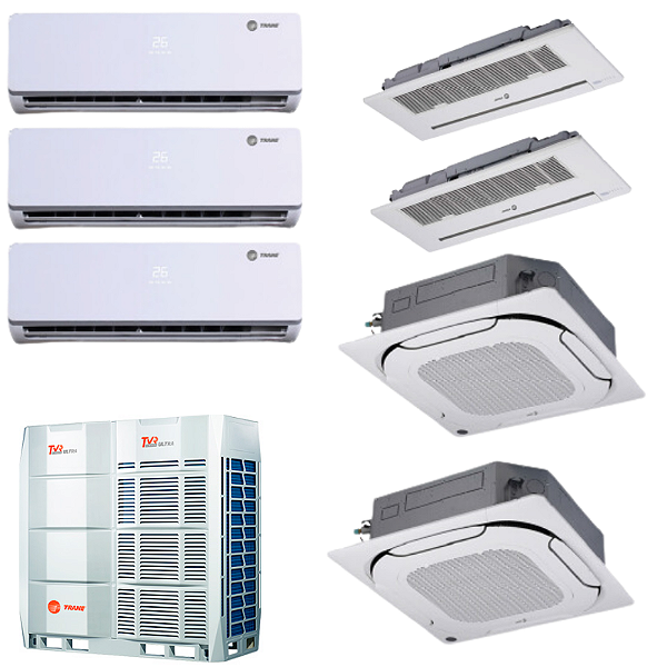 TVR 16 HP Trane (3 x HW 30.000 BTUs 2 Cassete 4 vias 24.000 BTUs 2 Cassete 1 via 7.000 BTUs) 220V Trifásico