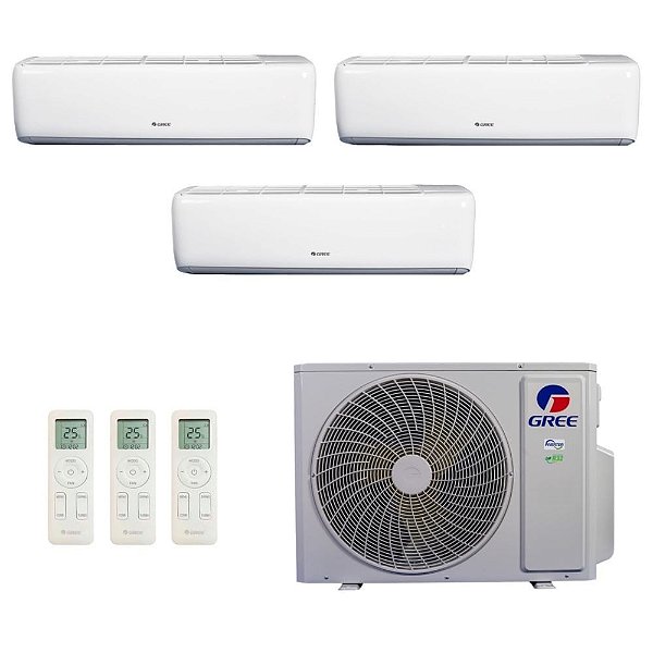 Ar-Condicionado Multi Split Inverter R-32 Gree 30.000 (2x Evap HW 9.000 + 1x Evap HW 24.000) Quente/Frio 220V
