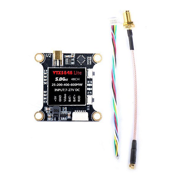 VTX Transmissor de Vídeo TX5848 LITE 48CH 5.8G 25/100/200/400/600mW Módulo de Controle OSD Para FPV