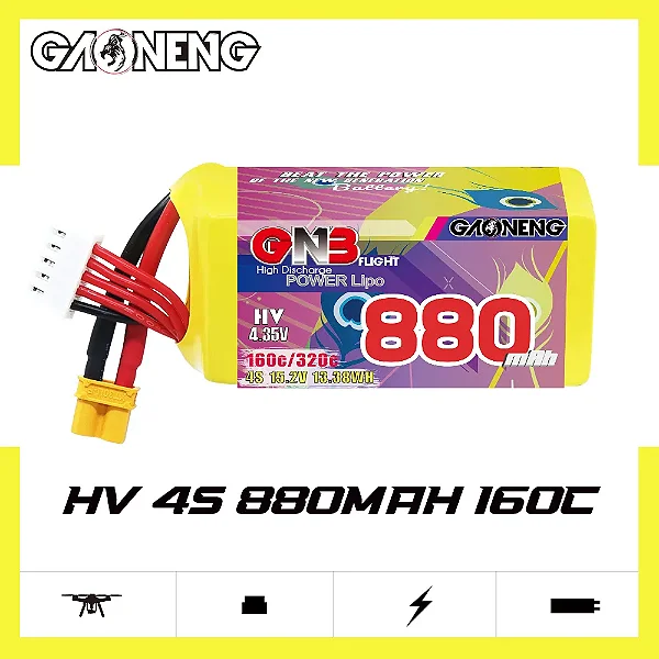 Bateria GAONENG GNB LiHV 4S 15.2V 880mAh 160C XT30 LiPo cinelog 25 cinelog 30 betafpv pavo 25