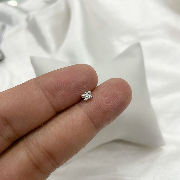 Piercing Borboleta em Prata com Zircônias