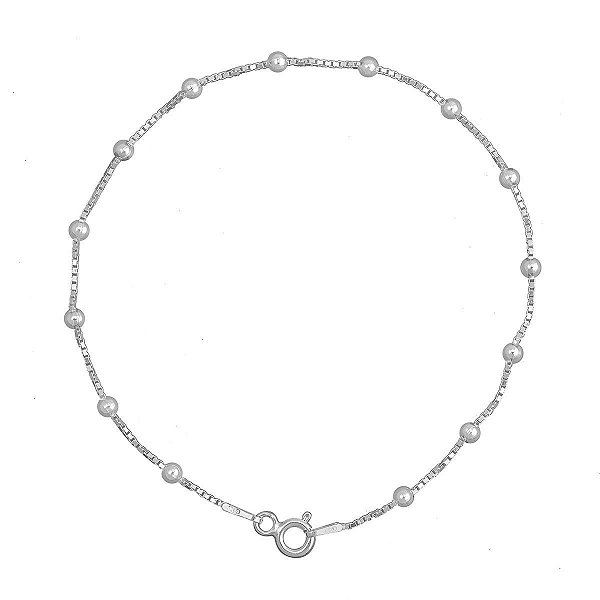 Pulseira Veneziana com Bolinhas em Prata