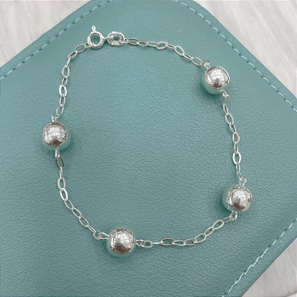 Pulseira Bolas Em Prata