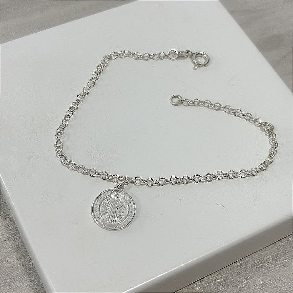 Pulseira Pingente São Bento em Prata