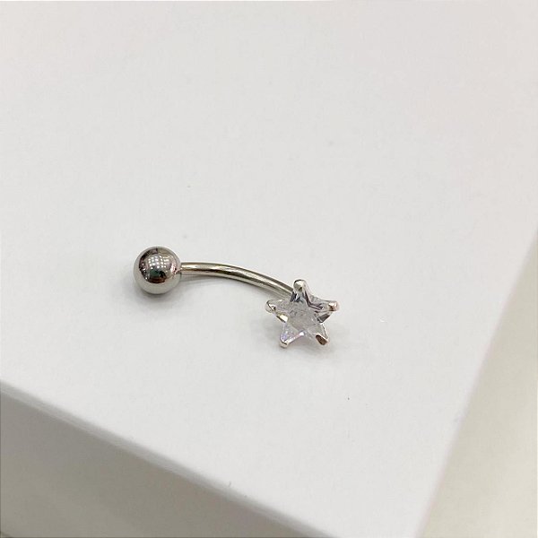 Piercing de Umbigo Prata Estrela de Zircônia Pendurada