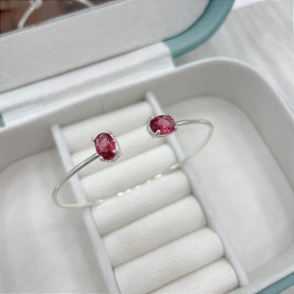 Bracelete em Prata com Turmalina Rosa