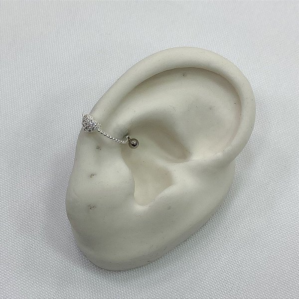 Piercing Coração para Conch Cravejado com Zircônias