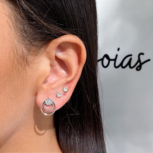 Piercing Helix Indiano com Três Pedras de Zircônias Prata 925