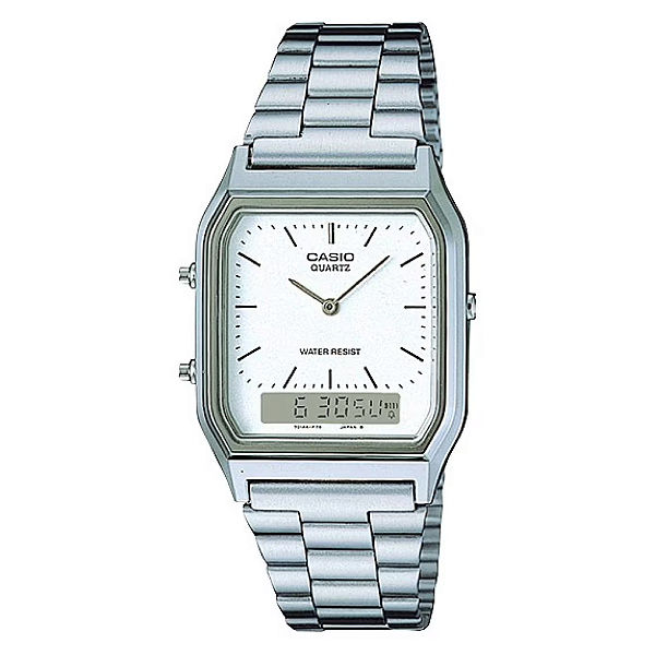 Relógio Casio Unissex Vintage Anadigi Prata AQ-230A-7DMQ