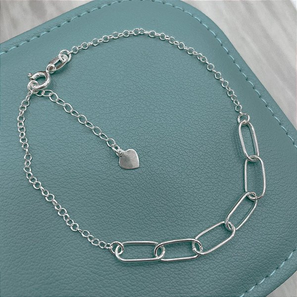 Pulseira em Prata com Elos Ovais Pequenos