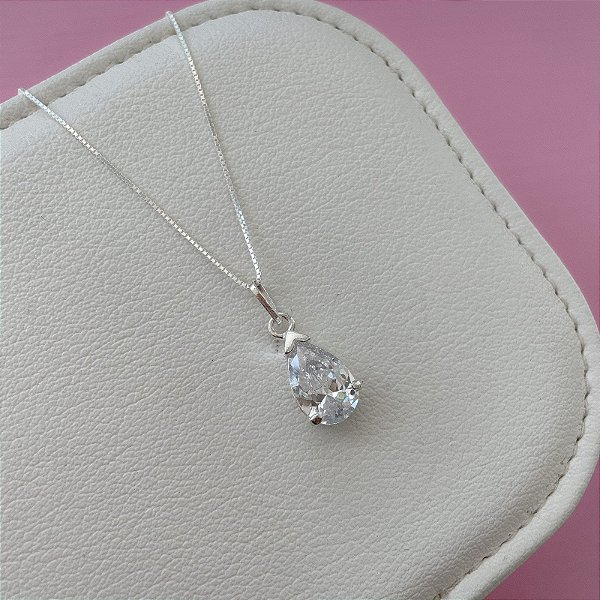 Colar em Gota com Pedra de Zircônia
