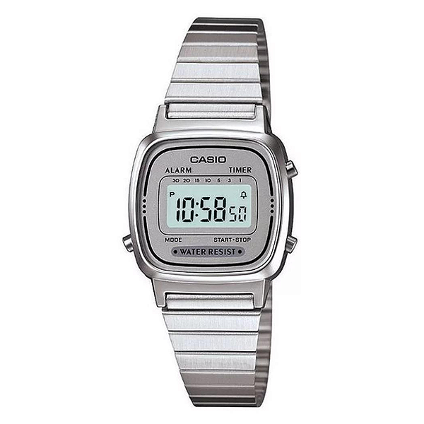 Relógio Casio Vintage Collection Prata Digital  LA670WA-7DF