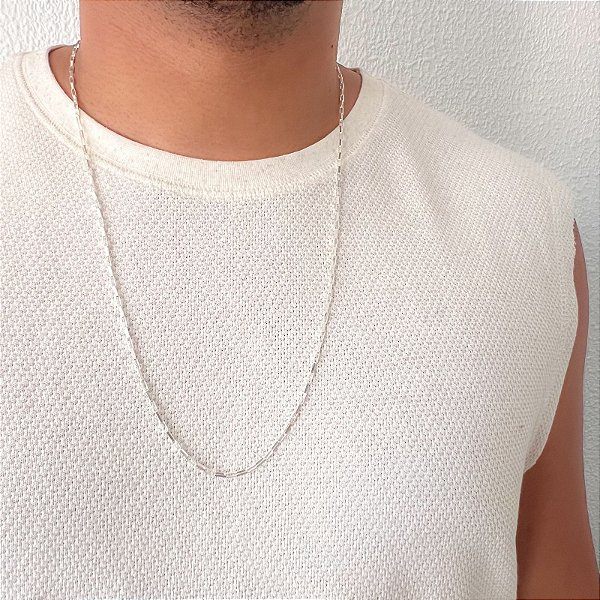 Colar Veneziano Aberto em Prata 70cm