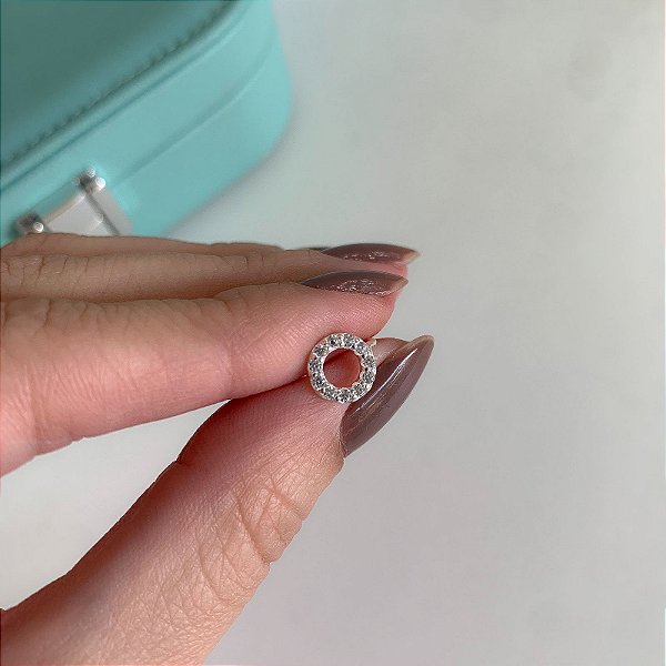 Piercing Fake Círculo com Zircônias em Prata