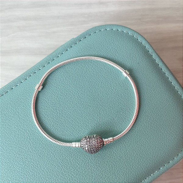 Pulseira Momentos em Prata com Fecho Cravejado com Zircônias