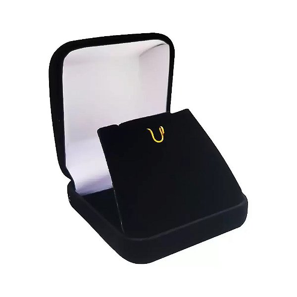 Caixinha Veludo Preta para Colar e Brinco