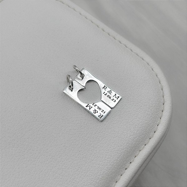 Conjunto de Dois Pingentes Casal em Personalizados em Prata