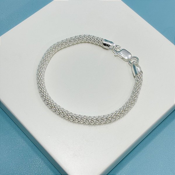 Pulseira Pipoca Grossa em Prata