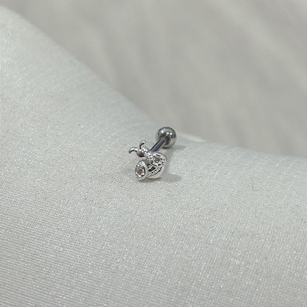 Piercing Abelha em Prata com Zircônia