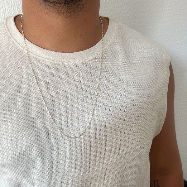 Cordão Masculino Veneziano Aberto 70cm em Prata