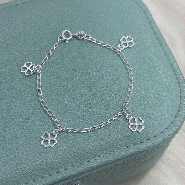 Pulseira Infantil Trevo em Prata 925