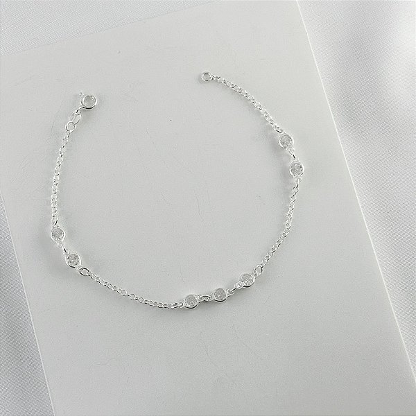 Pulseira em Prata Elinhos com Pedras de Zircônia
