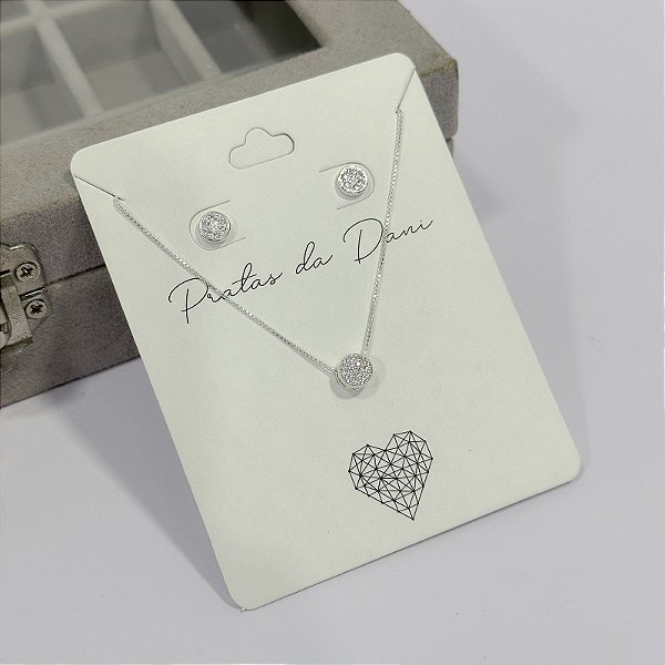 Conjunto Circulo em Prata Cravejado com Zircônias