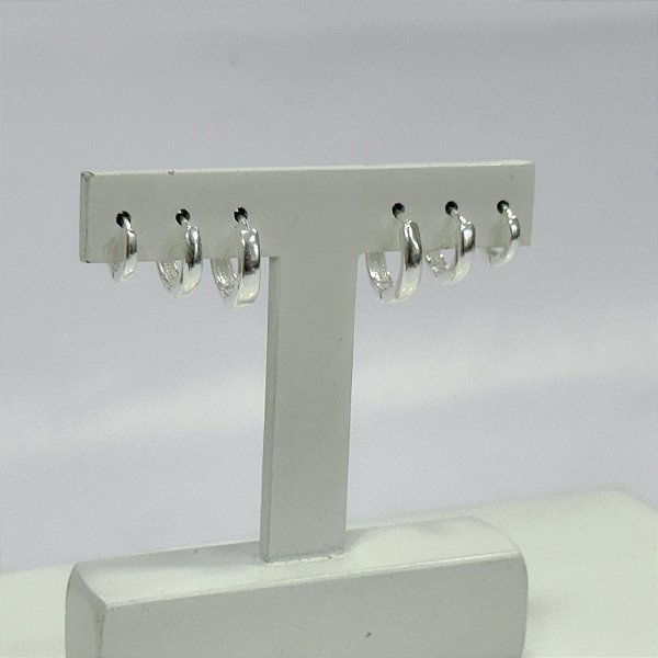 Kit Trio de Argolas Lisas em Prata