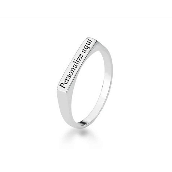 Anel De Prata Retangular Personalizado