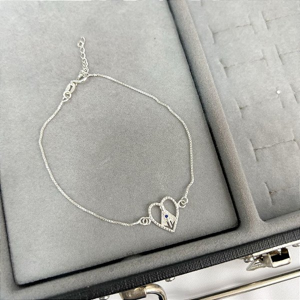 Pulseira Coração Nossa Senhora Aparecida em Prata