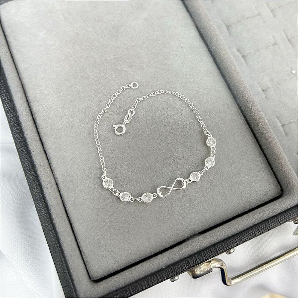 Pulseira Prata Infinito com Pedras